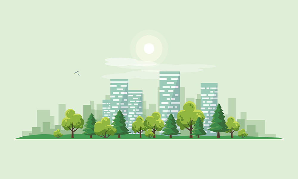 urban-city-landscape-street-road-with-trees-and-skyline-background