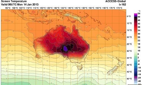Temperaturas en Australia salen de la escala regular.