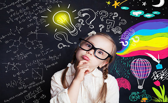 pensive-child-school-student-with-yellow-lightbulb-and-school-and-childhood-supplies-design-elements-child-ideas-and-development-concept